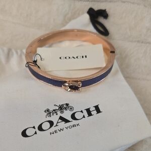 Coach Women's Rose Gold and Blue Bangle Bracelet NWT